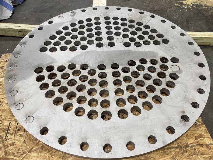 Waterjet-cut tube sheet