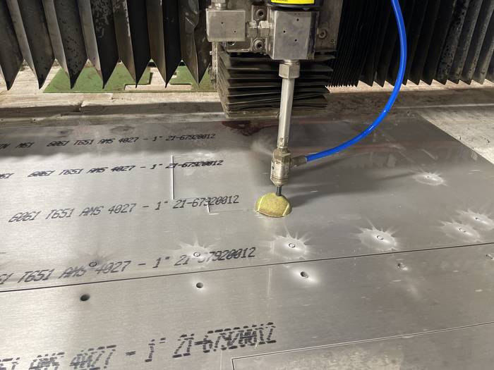 Waterjet cutting 6061-T651 aluminum plate