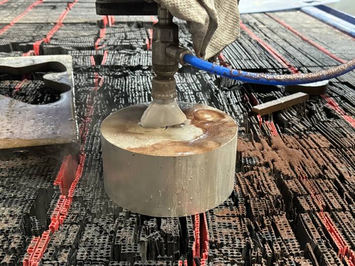 Waterjet piercing round stock
