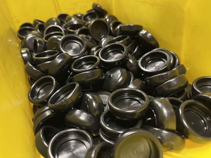 CNC-turned parts — finished bin