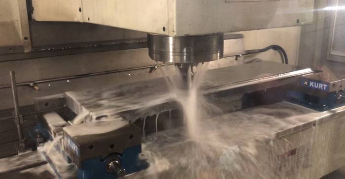 CNC milling with coolant spray